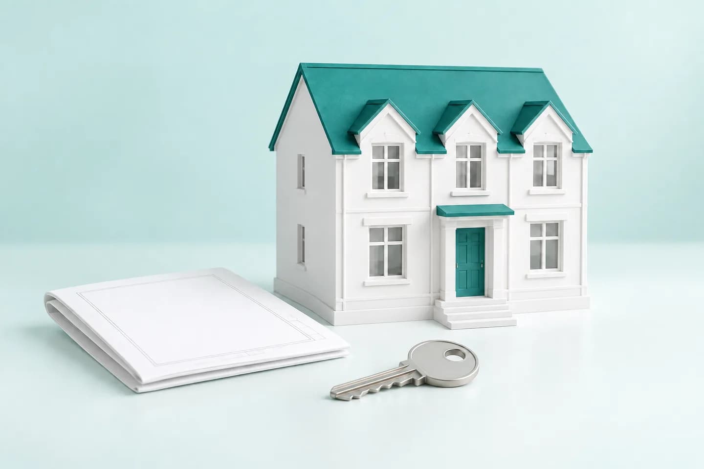 Illustration of a rental home, property plan and key