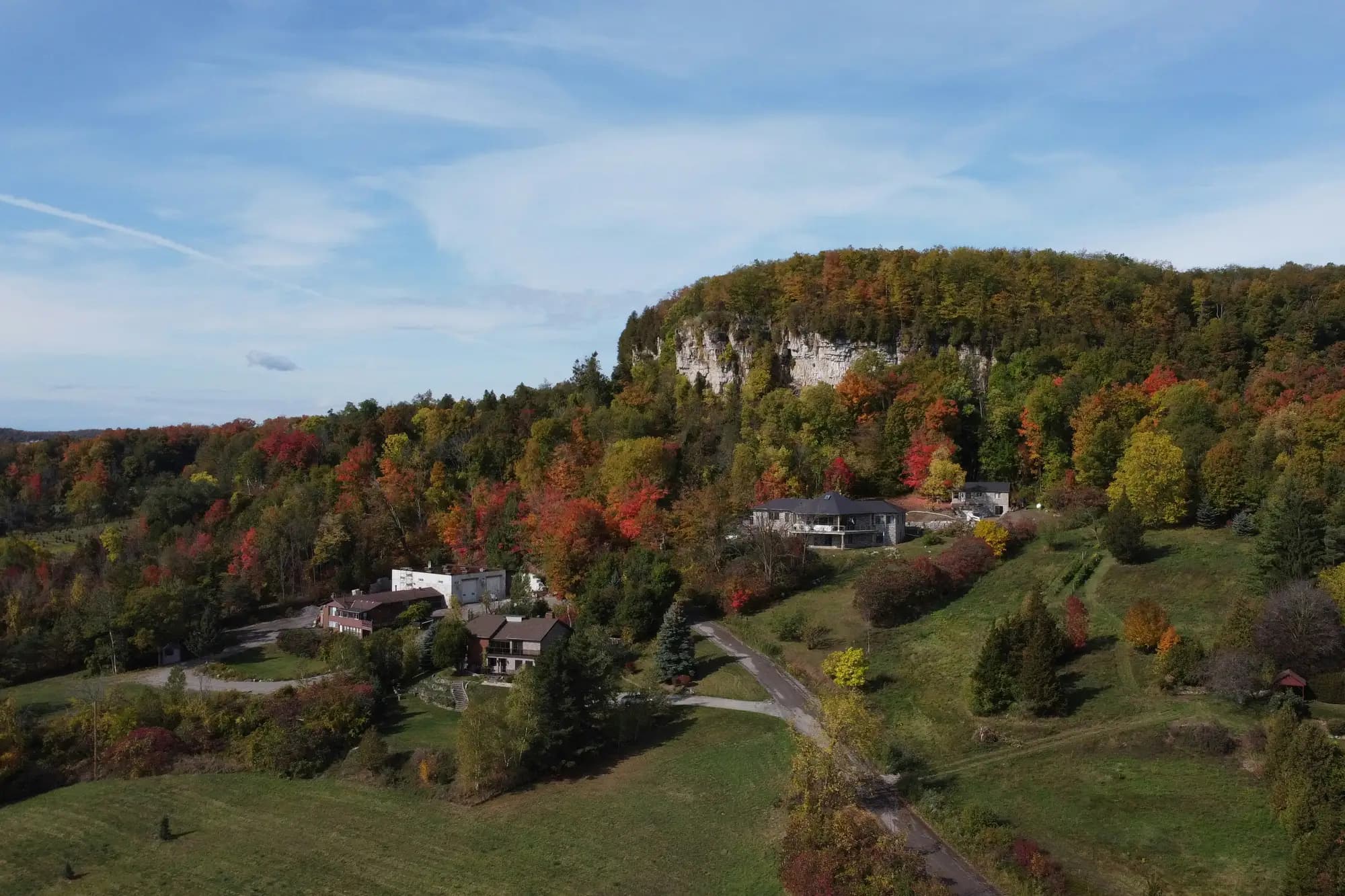Homes below the Niagara Escarpment in Milton, Ontario