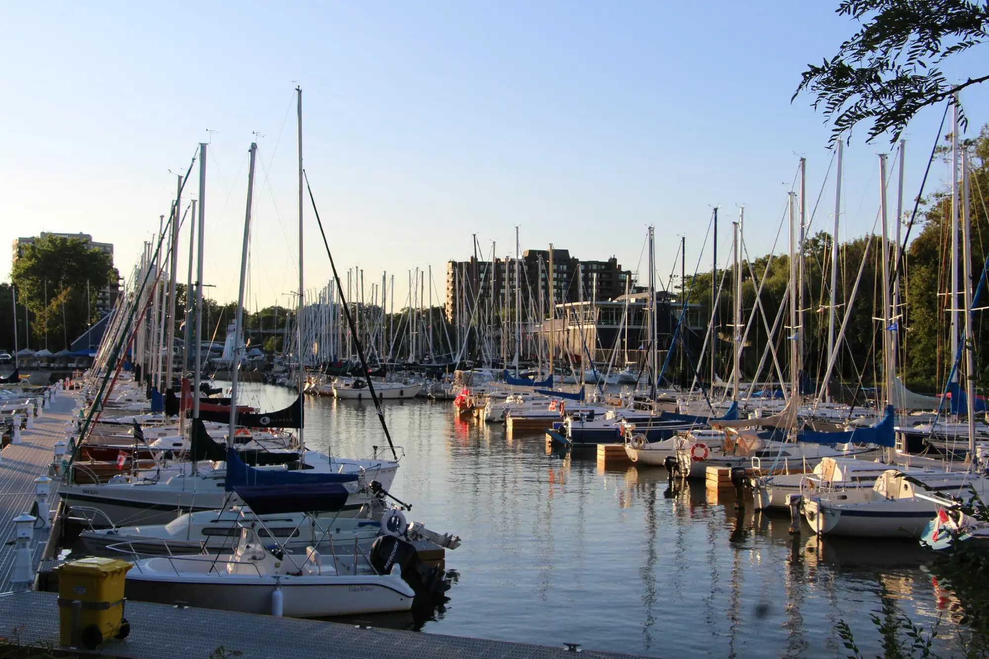 Sailboats in a marina in Oakville, Ontario