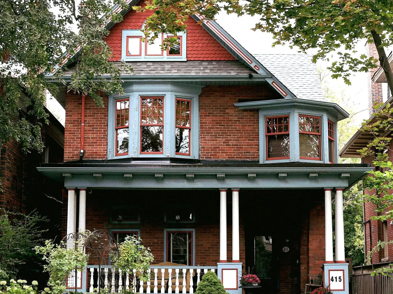 Red-brick house with a front porch